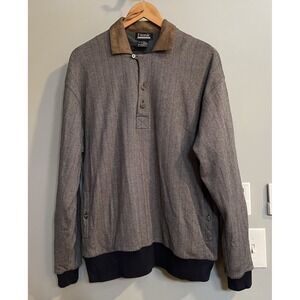 Etonic Golf Sweater Jacket Gore Wind stopper Golf Pullover Herringbone Y2K Large